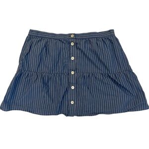 Madewell Blue Button Front Tiered Mini Skirt Women’s Large Coastal Vacation